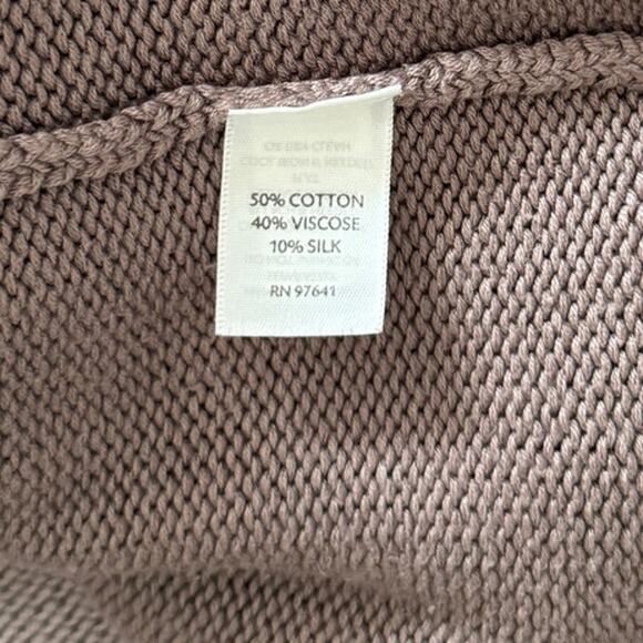 J JILL Silk/Cotton Short Sleeve Button Front Cardigan Sweater M Taupe/Beige - Picture 5 of 6
